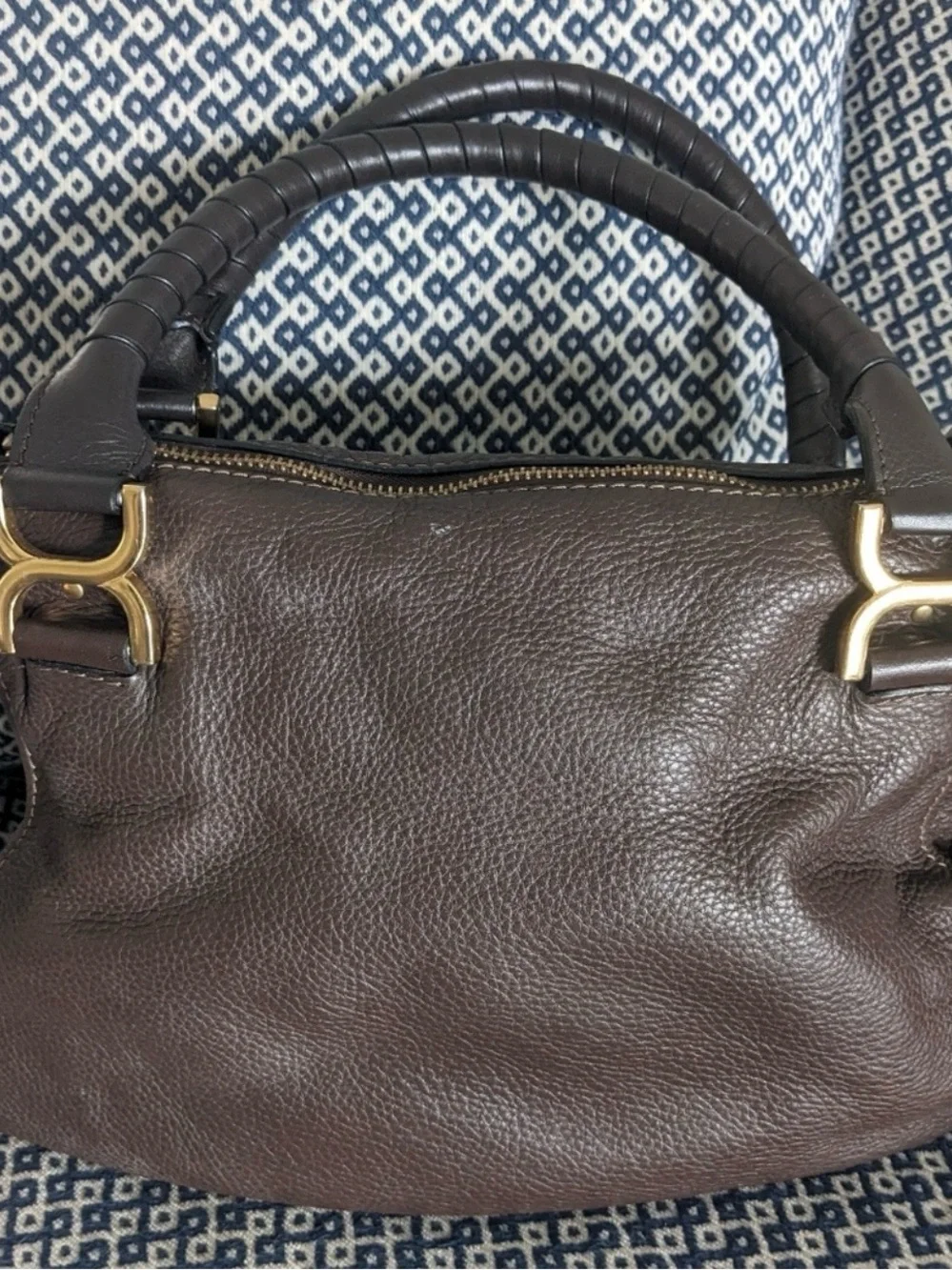 Authentic Chloe Marcie Leather Handbag - Chocolate Brown
